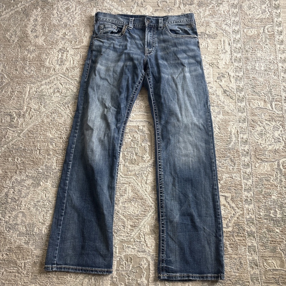 Silver Jeans Co. Zac Jeans Mens 32x34 Med Blue Relaxed Straight Faded Workwear